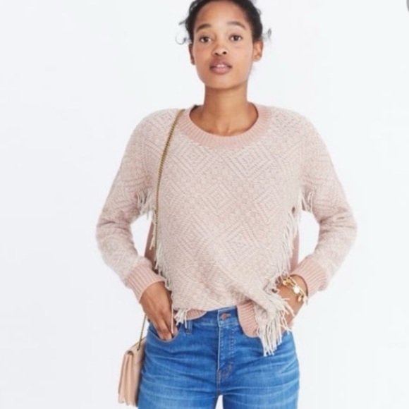 NWOT! Madewell Reverse Diamond Fringe Pullover Sweater (XS/S) - Picture 3 of 16